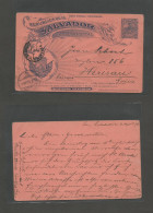 SALVADOR, EL. 1896 (7 April) S. Salvador - Switzerland, Herisan (11 May) 3c Blue Stationary Card. Fine Used. Train Issue - El Salvador