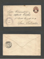 SALVADOR, EL. 1913 (1 June) Zaragoza - San Salvador. 6c / 13c Brown 1911 Issue Ovptd Stationary Envelope, Cds Lilac Depa - El Salvador