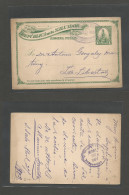 SALVADOR, EL. 1903 (27 April) SS - La Libertad 1c Green Stat Card, Oval Violet Cachet. Fine. - Salvador