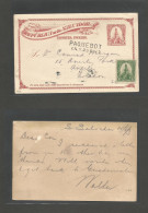 SALVADOR, EL. 1903 (14 June) S. Salvador - London, UK. 2c Red Stat Card + 1c Green Adtl, All Transited "Paquebot / NY 2d - El Salvador