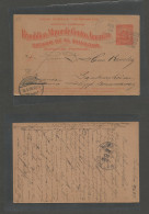 SALVADOR, EL. 1898 (18 Apr) Santa Ana - Germany, Gandersheim (26 May) 3c Red Orange Stat Card. Fine Used. Via SS (20 Apr - Salvador