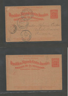 SALVADOR, EL. 1898 (28 Dic) GPO - Germany Munich (3 Feb) Via NYC (21 Jan 99) 3 Cts Orange Red Unservered Double Stationa - El Salvador