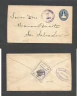 SALVADOR, EL. 1903 (14 Apr) La Libertad - San Salvador (15 Apr) Local 5c Blue Stat Env + Reverse 1c Timbre Instrucción P - El Salvador