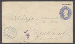 SALVADOR, EL. 1887 (8 Dec). SS - Guatemala. 5c Blue Provisional Stat Env Cds. VF Used Scarce Dest. - Salvador