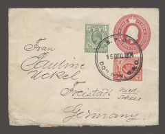 SOUTH AFRICA. 1904 (15 Dec). SPO / Don Don - Germany (9 Jan 05). 1d Red Stat Env 1/2d 1d Adtl Stamps. Large Type Cds Spe - Altri & Non Classificati