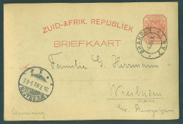 SOUTH AFRICA. 1898 (4 July). ZAR. Brakpan - Germany / Wiesbaden (25 July). 1d Red Stat Card With Real Photo On Reverse.  - Altri & Non Classificati