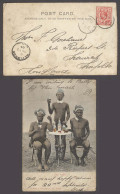 SOUTH AFRICA. 1904 (25 Aug). Edef - Heilbron - UK. Fkd Blacks Drinking Dewars Whiskey Postcard. 1d. - Altri & Non Classificati