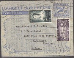 SOUTH AFRICA. 1952 (2 March). Nylstroom - USA. 6d Air Letter Sheet Stat + 2 Adtls / Tied. Fine. - Altri & Non Classificati