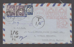 SOUTH AFRICA. 1951 (26 June). Pretoria - UK. Machine Fkd Env Taxa / 3 Aux Pmk + GB 3 P Dues, Tied 7d Rate VF Appealing I - Altri & Non Classificati