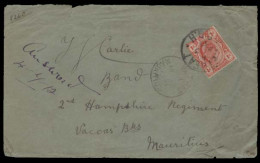 SOUTH AFRICA. 1912 (3 June). Transvaal EatHeat - Mauritius / Vacoas. Military Mail Intercolonial Fkd Env Arrival On Fron - Altri & Non Classificati