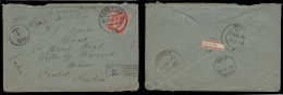 SOUTH AFRICA. 1914 (25 June). Cape Town - Mhow / India. Fkd Env + Taxed Octagonal T-20 + India P Due Box Mark All On For - Other & Unclassified