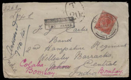 SOUTH AFRICA. 1914 (25 Aug). Cape Town To Mhow - India Fwded. Fkd Env / Taxed T-20 In Oval + India P Due Mark On Front.  - Altri & Non Classificati