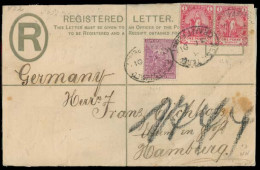 SOUTH AFRICA. 1902. Graaff Reinet - Germany. Reg 4d Stat Env + 3 Adtls. 9d Rate / Oval Ds + Arrival Reverse. - Altri & Non Classificati