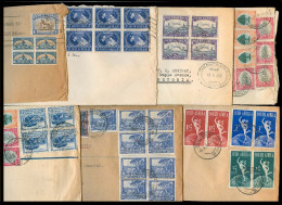 SOUTH AFRICA. 1935-48. Mail To UK. 8 Diff Massive Fkd Env / Reg / Blocks Multiples. - Other & Unclassified