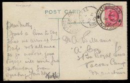 SOUTH AFRICA. 1910. Natal. Burban - MAURITIUS / Vacuas Camp. POW Mail Camp. Fkd Card + Arrival Cds. - Other & Unclassified