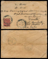 STRAITS SETTLEMENTS SINGAPORE. 1901 (12 Feb). Singapore - India. Via Madura - Ceylon. Env Fkd 4c Ovptd. - Singapore (1959-...)