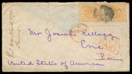 STRAITS SETTLEMENTS SINGAPORE. 1878 (Feb). Penang - USA / Erir / Pa. Fkd Env US Sailor Correspondence Item. Via London - - Singapur (1959-...)