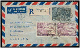 STRAITS SETTLEMENTS SINGAPORE. 1949 (2 Dec). Singapore - UK / Lanc. Air Reg Multifkd Malaga - Singapore Issue UPU Env. F - Singapore (1959-...)