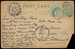 STRAITS SETTLEMENTS SINGAPORE. 1908. GB - FMS / Seramban. Frkd Card With RMS Selangor Code "B" / 2-10-1908 (apparently N - Singapur (1959-...)