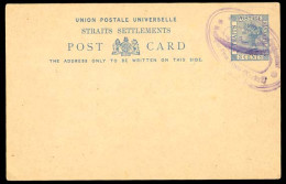 STRAITS SETTLEMENTS SINGAPORE. XIX/qv.KUDAT-Pre Cancelled Mint Stat.3c.blue , With Blue Oval "Manager Pitas Estate/Kudat - Singapore (1959-...)