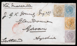 STRAITS SETTLEMENTS SINGAPORE. 1876. Singapore To Scotland. Roughly Opened Envelope Franked. St-St. 2c, 6c, 8c And 12c.  - Singapore (1959-...)