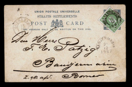 STRAITS SETTLEMENTS SINGAPORE. 1887 (10 Dic). Straits Settlements 3c Card Written From Pº (Penang/Pulan Pinang) And Cros - Singapore (1959-...)