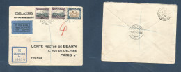 SOUTH AFRICA. 1934 (4 Jan) Capetown - France, Paris (20 Jan) Registered Air Multifkd Env, At 1sh 4d Rate. VF. R-label. - Sonstige & Ohne Zuordnung