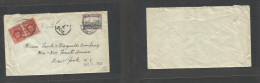 SOUTH AFRICA. 1933 (8 July) Athlone - USA, NYC (Aug 2, 33). Fkd + Taxed T-20 Envelope, Arrival (x2) 2c P. Dues, Tied Ova - Sonstige & Ohne Zuordnung