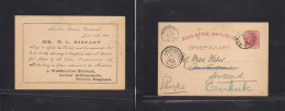 SOUTH AFRICA. 1896 (13 June) ZAR, Transvaal, Pretoria - Netherlands, Amsterdan, Fwded Eerbeek (10 Aug) 1d Red Stat Card  - Sonstige & Ohne Zuordnung