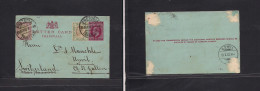 SOUTH AFRICA. 1902 (29 Sept) Transvaal, Pretoria - Switzerland, Uzwl (19 Oct) 1d Red / Bluish Stat Lettersheet + 2 Adtls - Other & Unclassified