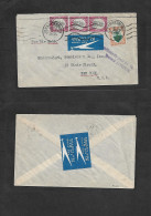 SOUTH AFRICA. 1935 (8 Feb) Joburg - USA, NYC. Air Multifkd Env + Violet Cachet "Insuf Paid For Airmail Beyond London" (x - Sonstige & Ohne Zuordnung