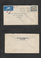 SOUTH AFRICA. 1935 (26 June) Joburg - Usa, Ohio, Cincinnati. 1sh Single Fkd Airmail Envelope + Violet Cachet "Insuff Pai - Other & Unclassified