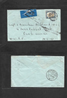 SOUTH AFRICA. 1935 (24 Aug) George - India, Peshawar (Pakistan) 7 Sept 35. Air Single 1sh Fkd Envelope, With Black Cache - Other & Unclassified