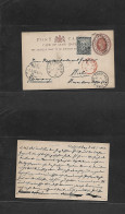 SOUTH AFRICA. 1893 (26 Jan) Walfishbay - Germany, Kiel (8 March) 1d Brown Stat Card + 1/2d Grey Adtl, Tied Grill + Via C - Sonstige & Ohne Zuordnung