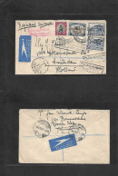 SOUTH AFRICA. 1939 (6 March) Joburg - Netherlands, Amsterdan. Air Registered Multifkd Env, Aux Cachet T-15 + Bilingual " - Other & Unclassified