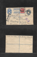 SOUTH AFRICA. 1924 (4 June) Station, Pretoria - Germany, Duisburg. Registered + Adtl 6d Blue Fkd Stat Env. - Other & Unclassified