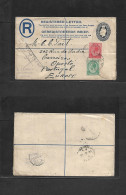 SOUTH AFRICA. 1922 (26 Jan) Transvaal, Nylstrood - Portugal, Oporto (24 Feb). Registered Multifkd 5 1/2d Blue Stat Card  - Other & Unclassified