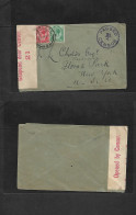 SOUTH AFRICA. 1916 (Nov) Wclape - USA, NYC. Multifkd Env S. Africa Censor Label And Cachet. WWI. - Other & Unclassified