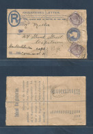 SOUTH AFRICA. 1902 (28 March) APO, East London - Capetown Registered GB 2d Blue Stat Env + (2x) 2d Lilac Cds + Censored. - Sonstige & Ohne Zuordnung