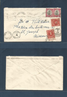 SOUTH AFRICA. 1938 (21 July) Pretoria - USA, St. Joseph, Missouri. Fkd Env 1d (x2) Rolling Slogan Cancel + Taxed + Aux C - Sonstige & Ohne Zuordnung