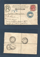 SOUTH AFRICA. 1909 (22 March) Transvaal Krugersdorp - Griqualand East (25 March) Registered 4d Blue Stat Envelope + 1d A - Other & Unclassified