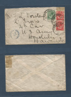 SOUTH AFRICA. 1917 (14 Dec) Cape Town - Hawaii, Honululu, US Army "K" Troops. Fkd + Censored Envelope. Extraordinary Rar - Other & Unclassified