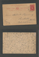 SOUTH AFRICA. 1912 (15 Feb) Natal. Greenmill - Germany, Neustadt 1d Red Stat Card. Noodsberg Road Cds. VF. - Altri & Non Classificati