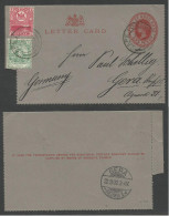 SOUTH AFRICA. 1902 (31 Aug) CGH. Cape - Germany, Gera (22 Sept) 1d Red/grey Stationary Lettersheet + 2adtls. Fine. - Other & Unclassified