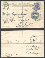 SOUTH AFRICA. 1910 (June 11) Natal, Durban - Sweden, Goteborg (4 July) Registered 4d Blue Stat Envelope + Adthls, Cds, + - Other & Unclassified