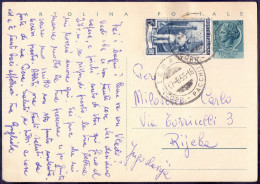 ITALIA - CARTOLINA POSTALE  20L + 15L - TERANO To FIUME - 1953 - Postwaardestukken