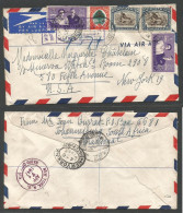 SOUTH AFRICA. 1947. Joburg - USA, NYC (6-7 April) Registered Air Multifkd Mixed Issues Envelope. - Altri & Non Classificati