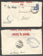 SOUTH AFRICA. 1916 (8 May) Ludenhzbucht - Switzerland, Zurich (11 June) Fkd Triple Censored Envelope. POW Red Cross Mail - Altri & Non Classificati