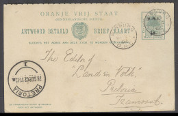 SOUTH AFRICA. 1902 (27 Sept). VRI. ORC. Veryenveg. Winburg - Pretoria, Transvaal. Via Pretoria 1/2d Ovptd 1/2d Green Sta - Altri & Non Classificati