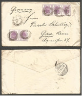 SOUTH AFRICA. 1899 (18 Jun). OVS Zand Riiver - Germany, Gera (10 July). Multifkd Env 1d Lilac X5 Red Grills Cds Alongsid - Altri & Non Classificati